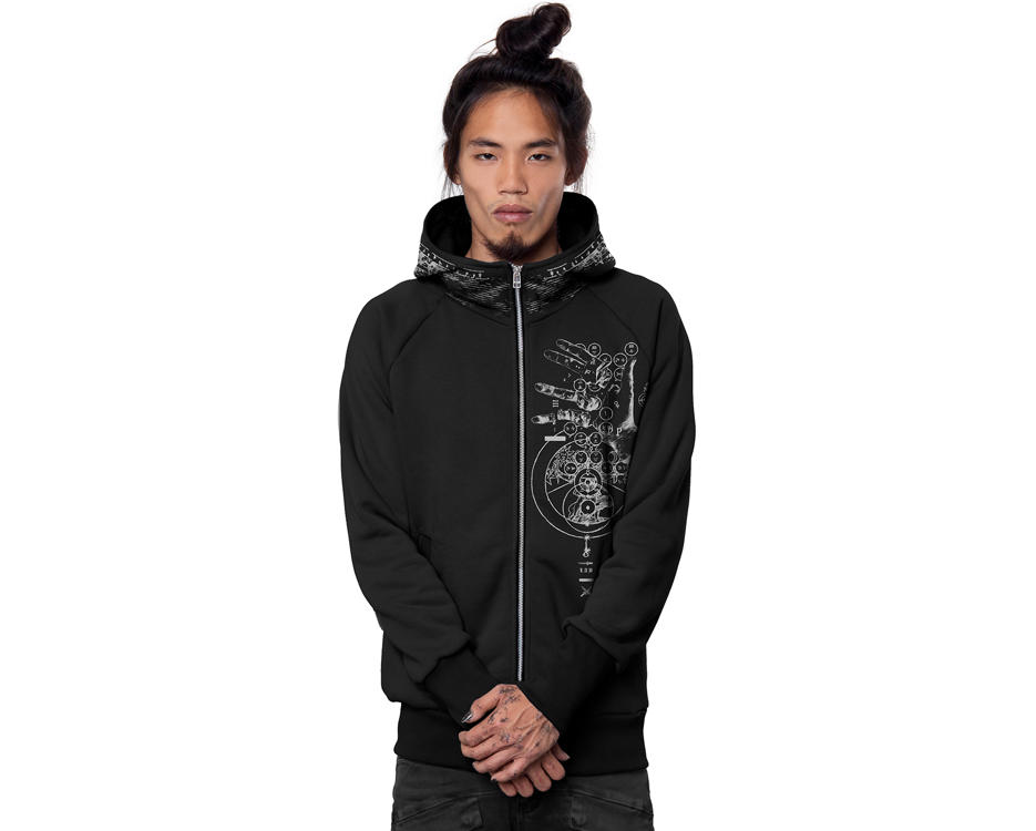 black psychedelic men hoodie